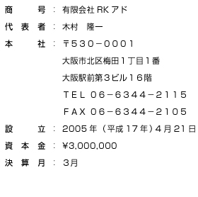 有限会社ＲＫアド会社概要